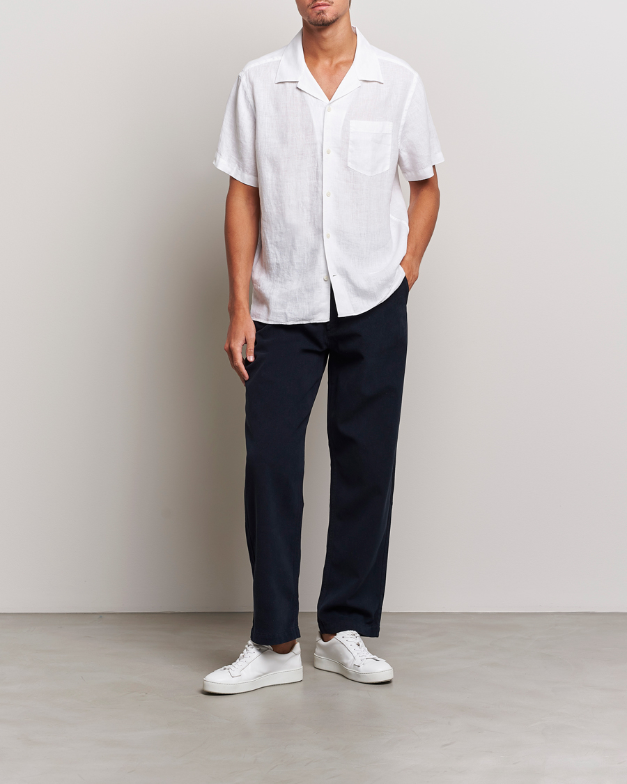 Herr | Skjortor | J.Lindeberg | Reg Fit Linen Melange Short Sleeve Shirt White