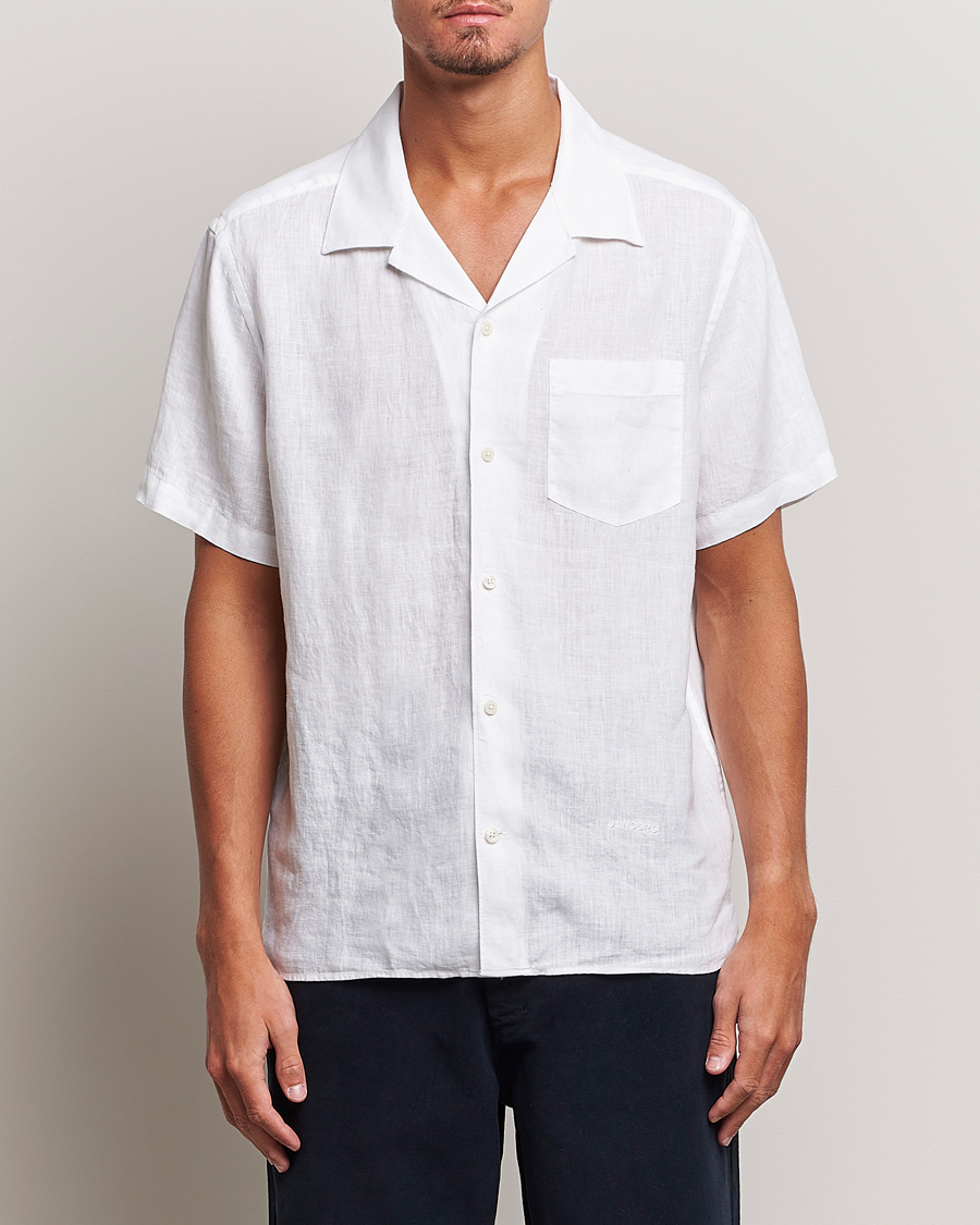 Herr | Kortärmade skjortor | J.Lindeberg | Reg Fit Linen Melange Short Sleeve Shirt White