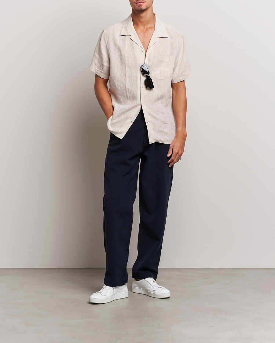 Herr | Skjortor | J.Lindeberg | Reg Fit Linen Melange Short Sleeve Shirt Safari Beige
