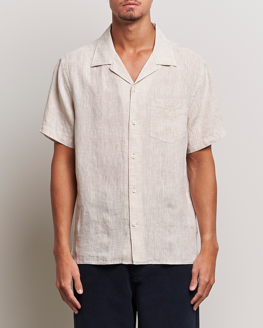 Herr | Skjortor | J.Lindeberg | Reg Fit Linen Melange Short Sleeve Shirt Safari Beige