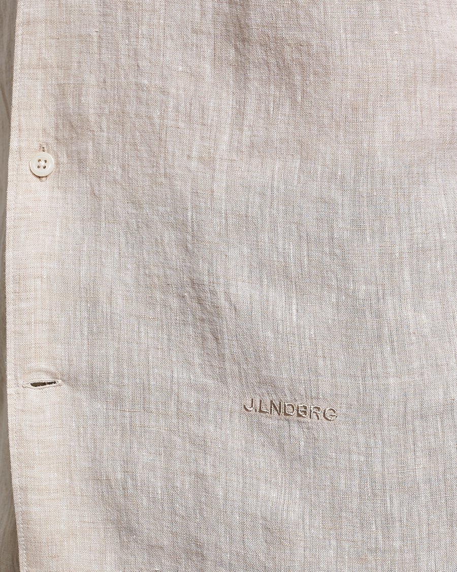 Herr | Skjortor | J.Lindeberg | Reg Fit Linen Melange Short Sleeve Shirt Safari Beige