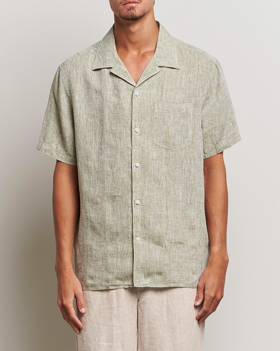 Herr | Kortärmade skjortor | J.Lindeberg | Reg Fit Linen Melange Short Sleeve Shirt Aloe