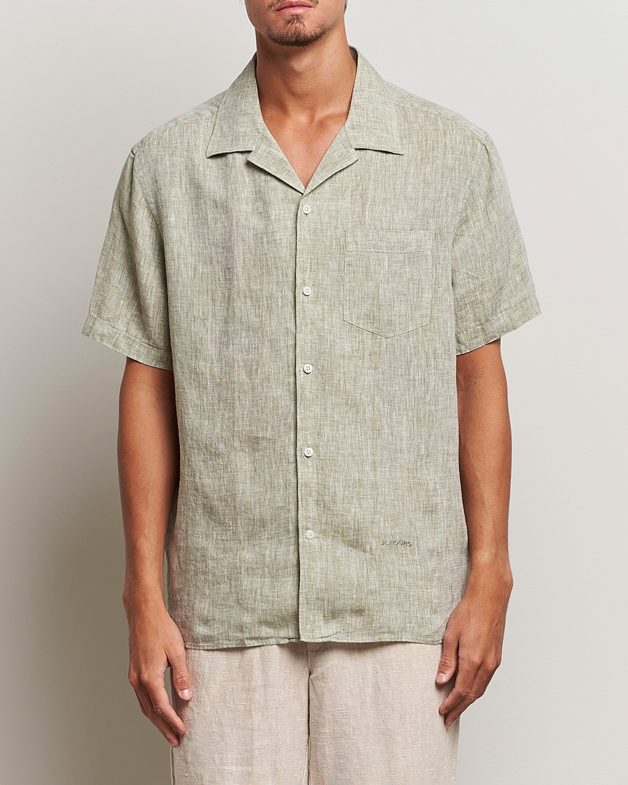 Herr | Skjortor | J.Lindeberg | Reg Fit Linen Melange Short Sleeve Shirt Aloe