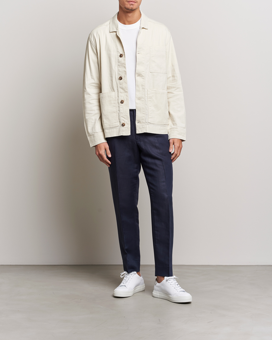 Herr | Byxor | J.Lindeberg | Baron Tencel/Linen Trousers Navy
