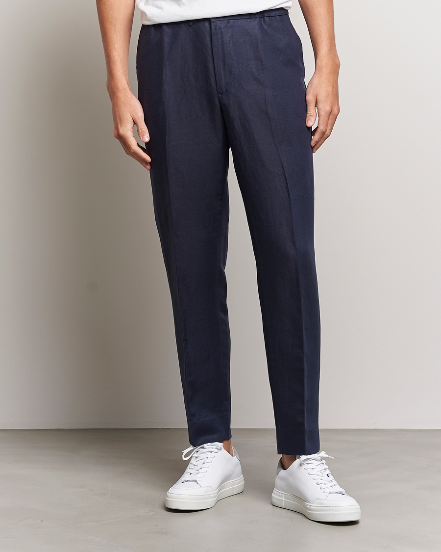 Herr | Byxor | J.Lindeberg | Baron Tencel/Linen Trousers Navy