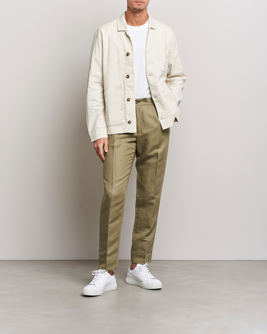Herr | Byxor | J.Lindeberg | Baron Tencel/Linen Trousers Aloe