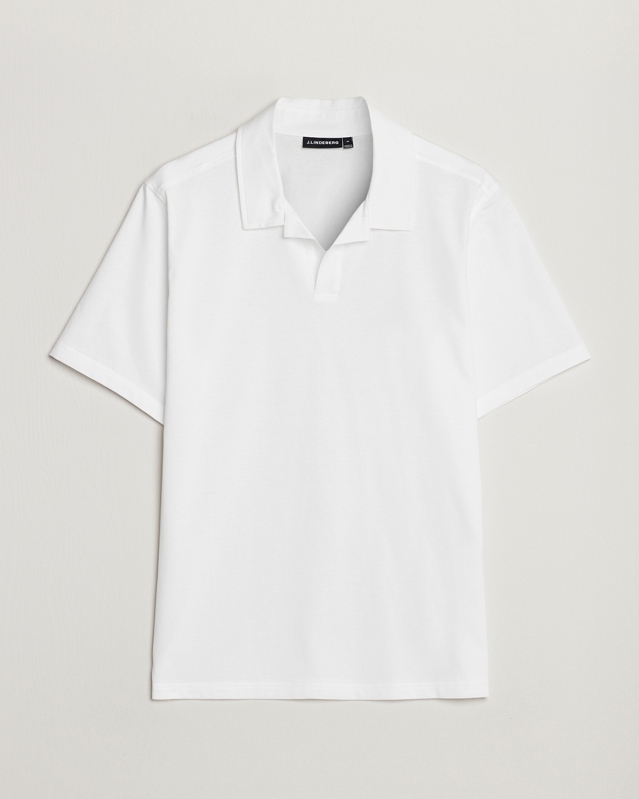 Herr | Pikéer | J.Lindeberg | Asher Open Collar Polo Shirt White