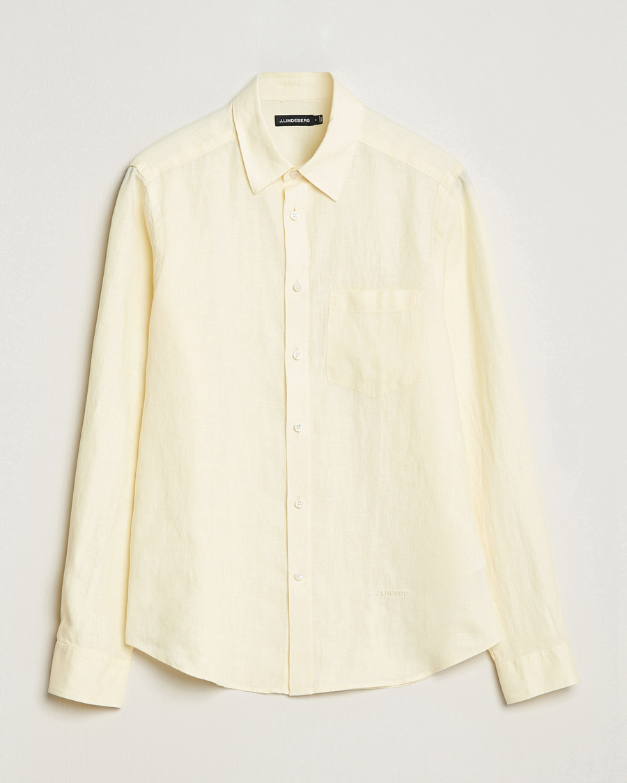 Herr | Skjortor | J.Lindeberg | Clean Linen Slim Shirt Pear Sorbet