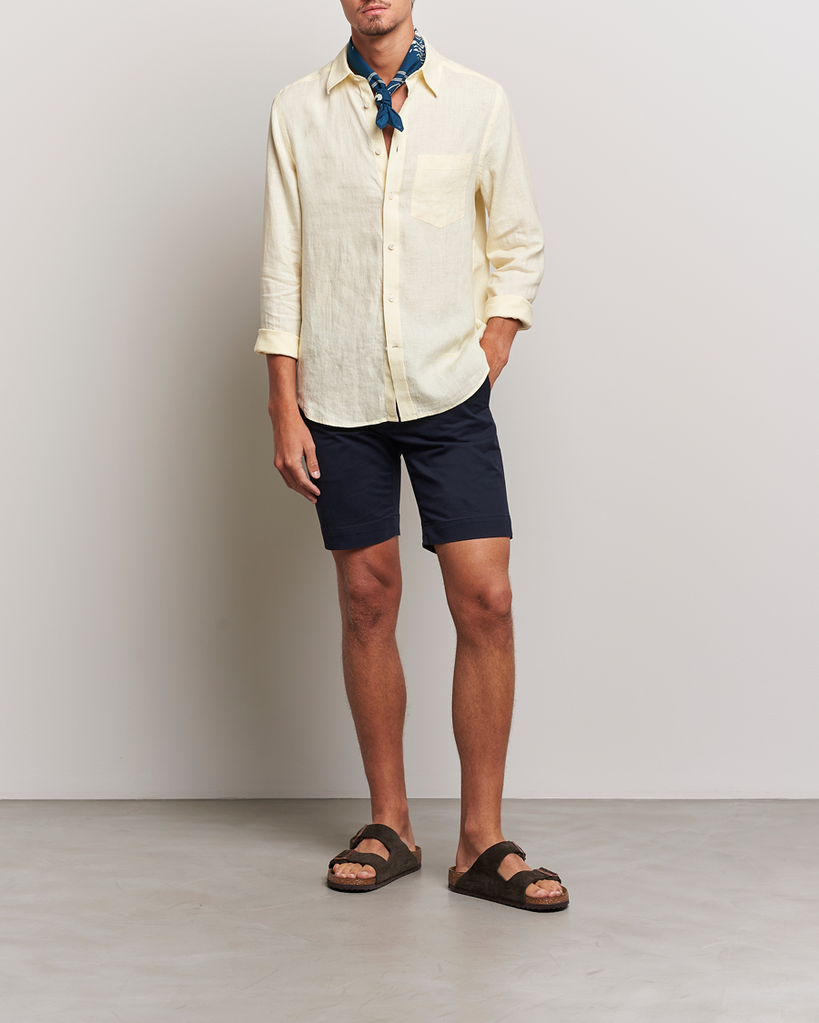 Herr | Skjortor | J.Lindeberg | Clean Linen Slim Shirt Pear Sorbet