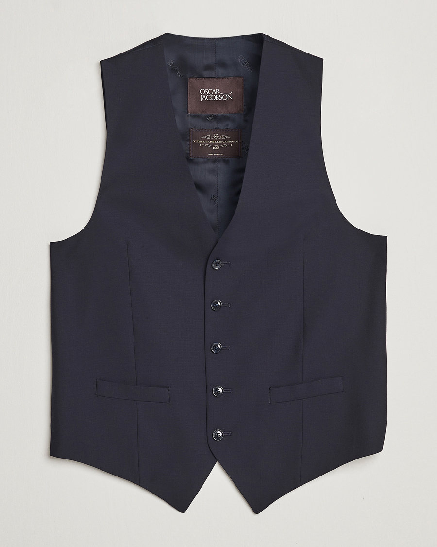 Herr | Kavajer | Oscar Jacobson | Carlo Wool Waistcoat Navy