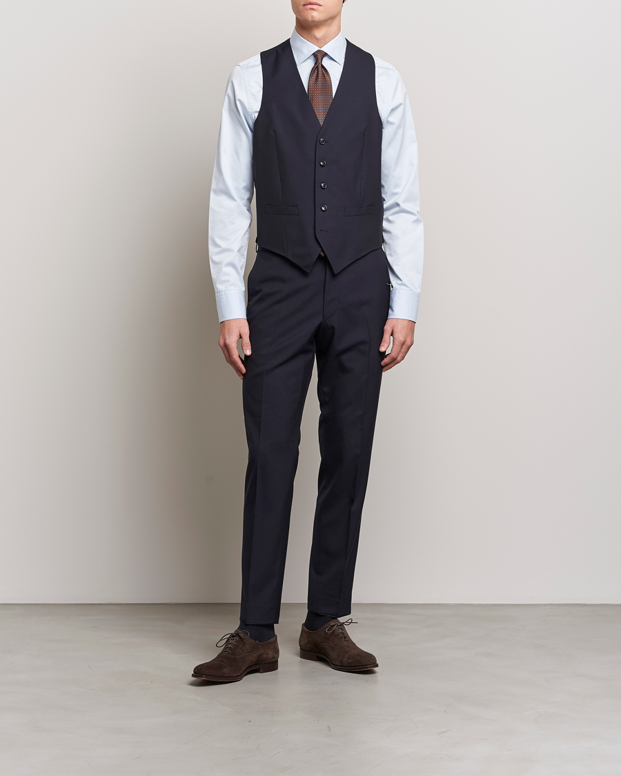 Herr | Kavajer | Oscar Jacobson | Carlo Wool Waistcoat Navy