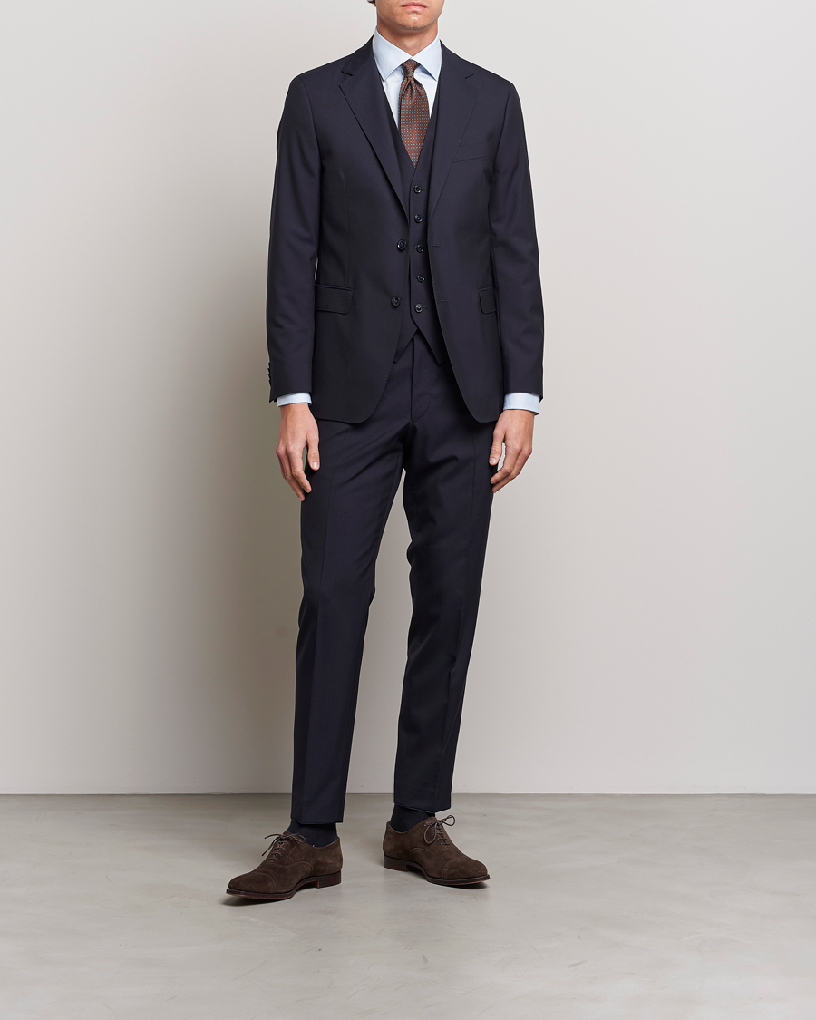 Herr | Kavajer | Oscar Jacobson | Carlo Wool Waistcoat Navy