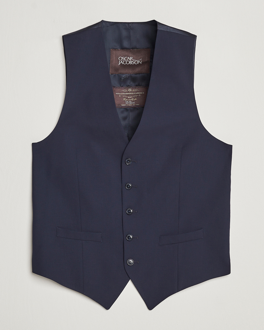 Herr | Kavajer | Oscar Jacobson | Carlo Wool Waistcoat Blue