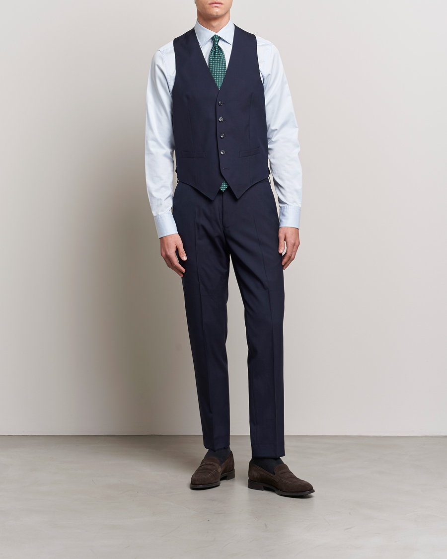 Herr | Kavajer | Oscar Jacobson | Carlo Wool Waistcoat Blue