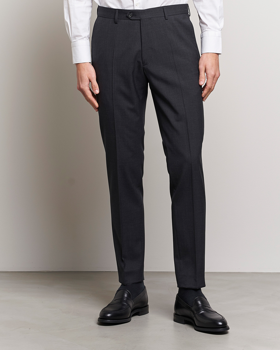 Herr | Kostymbyxor | Oscar Jacobson | Denz Wool Trousers Grey