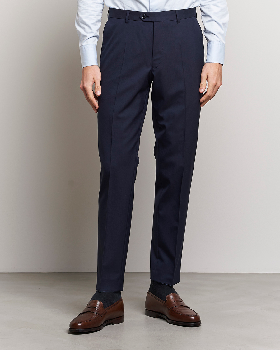 Herr | Kavaj | Oscar Jacobson | Denz Wool Trousers Blue