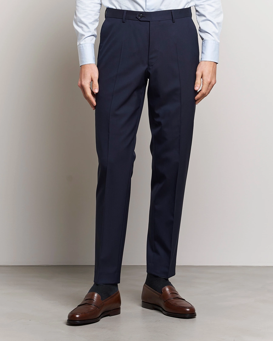 Herr | Avdelningar | Oscar Jacobson | Denz Wool Trousers Blue