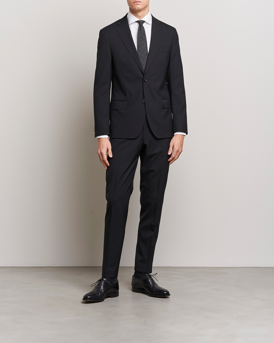 Herr | Byxor | Oscar Jacobson | Denz Wool Trousers Black