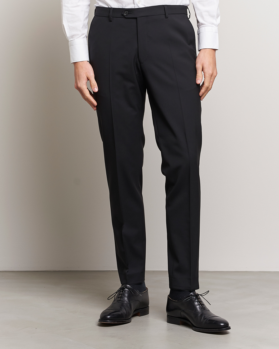 Herr | Kostymbyxor | Oscar Jacobson | Denz Wool Trousers Black