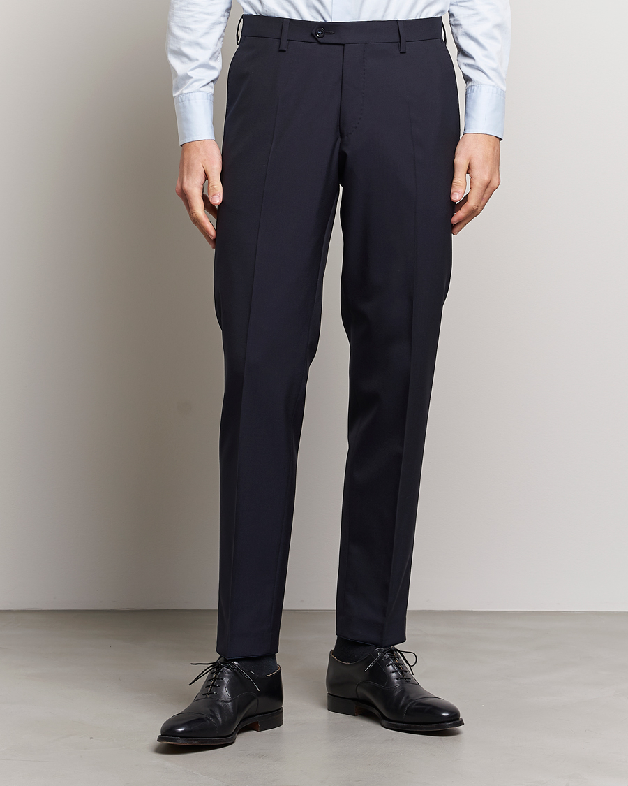 Herr | Kläder | Oscar Jacobson | Diego Wool Trousers Navy