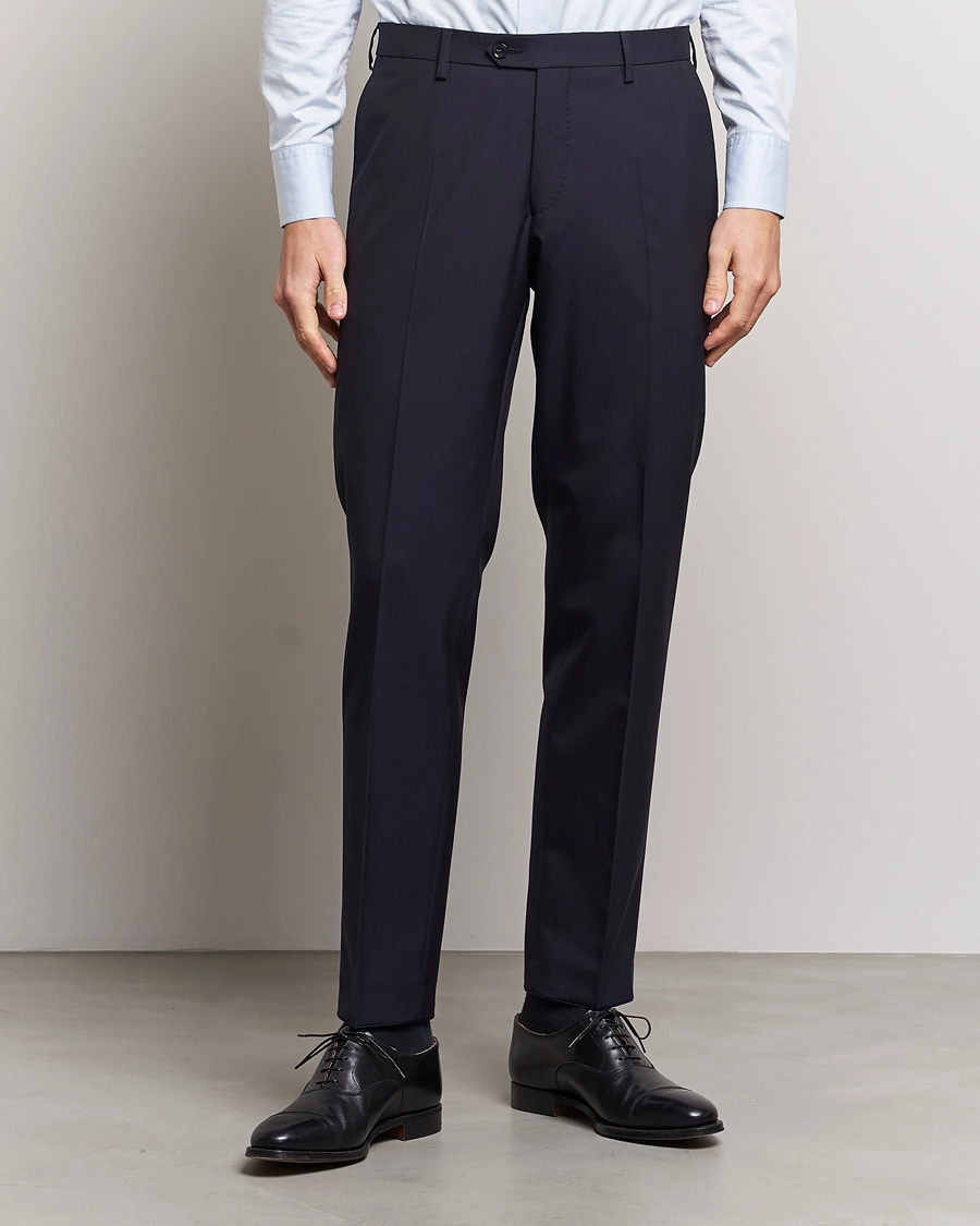 Herr | Business & Beyond | Oscar Jacobson | Diego Wool Trousers Navy