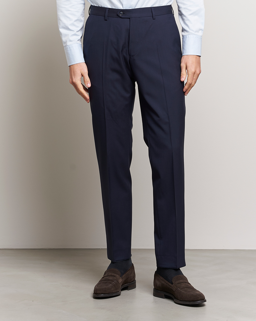 Herr | Kostymbyxor | Oscar Jacobson | Diego Wool Trousers Blue