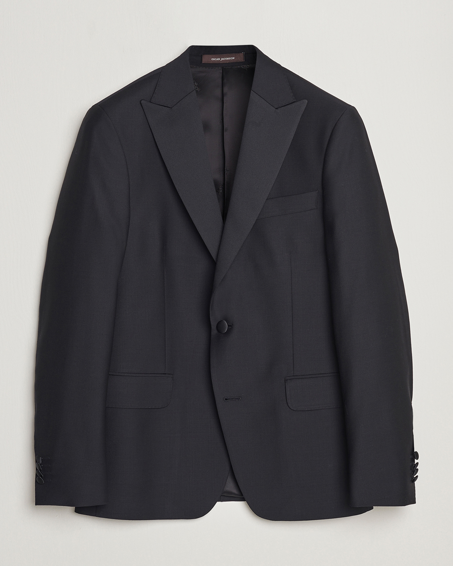 Herr | Kavajer | Oscar Jacobson | Elder Wool Tuxedo Blazer Black