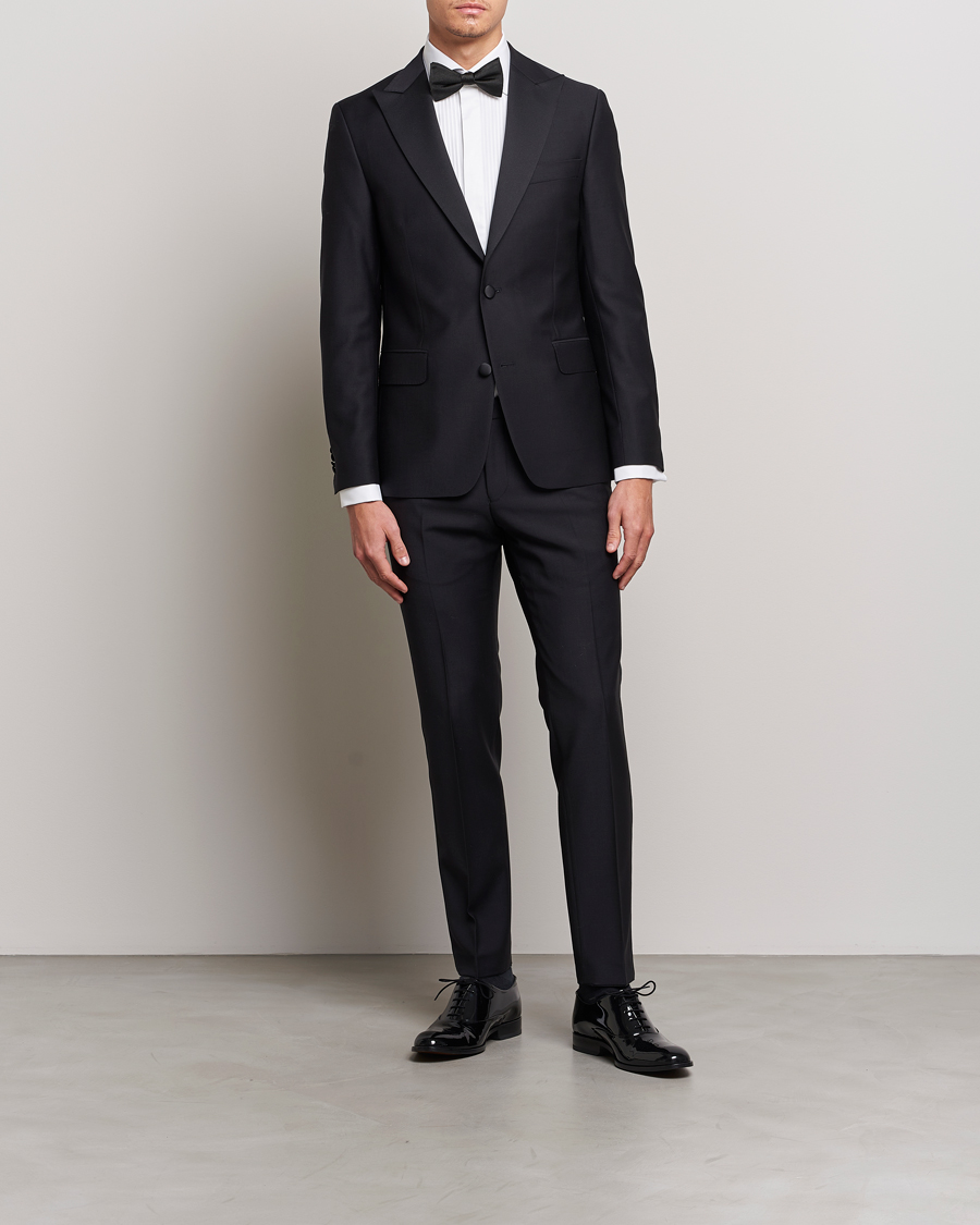 Herr | Kavajer | Oscar Jacobson | Elder Wool Tuxedo Blazer Black