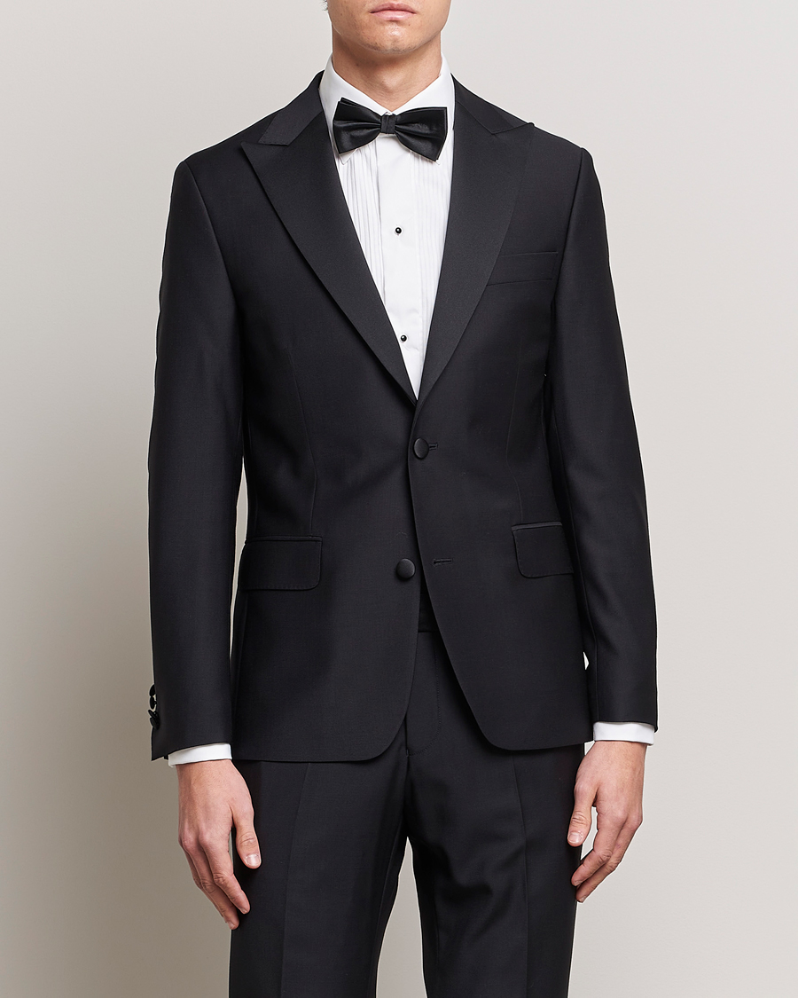 Herr | Kavajer | Oscar Jacobson | Elder Wool Tuxedo Blazer Black