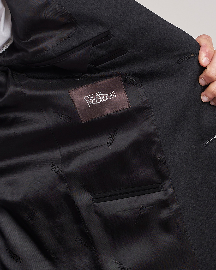Herr | Kavajer | Oscar Jacobson | Elder Wool Tuxedo Blazer Black