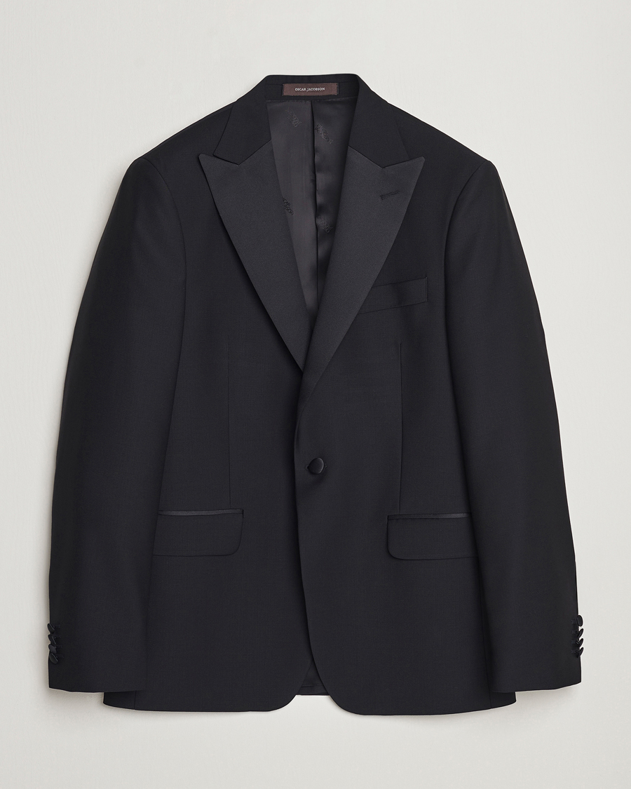 Herr | Kavajer | Oscar Jacobson | Frampton Wool Tuxedo Blazer Black