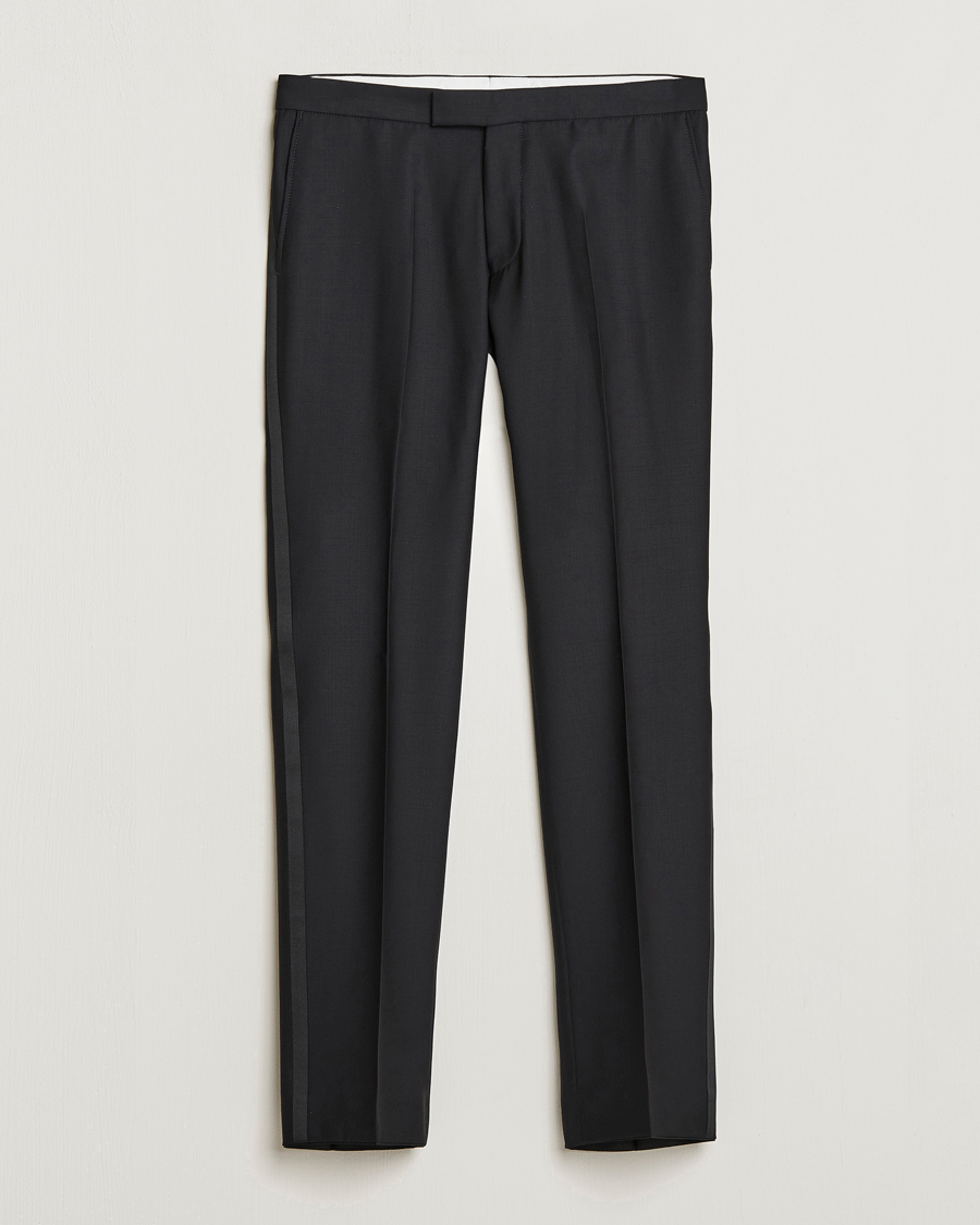 Herr | Byxor | Oscar Jacobson | Devon Wool Tuxedo Trousers Black