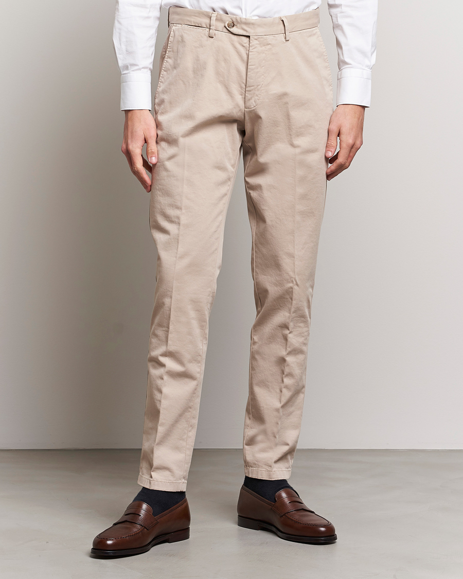 Herr | Byxor | Oscar Jacobson | Danwick Cotton Trousers Beige