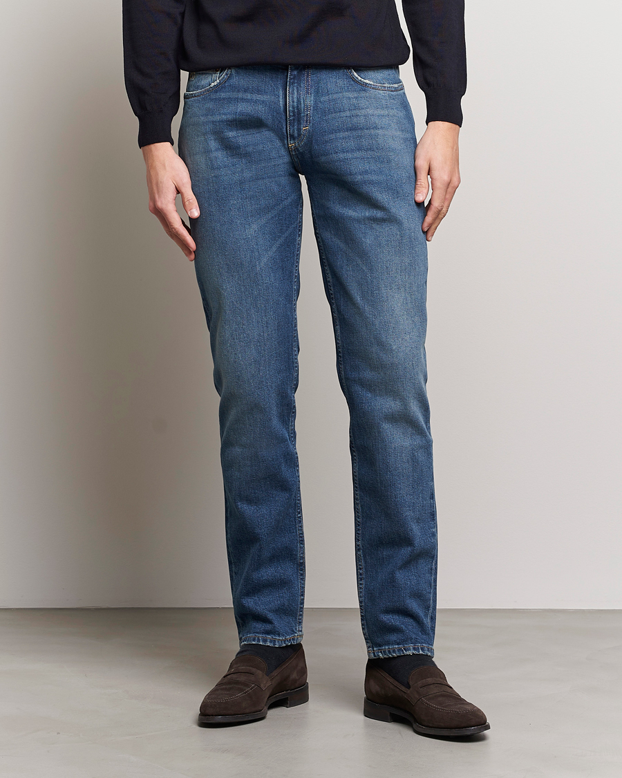 Herr | Blå jeans | Oscar Jacobson | Albert Cotton Stretch Jeans Vintage Wash