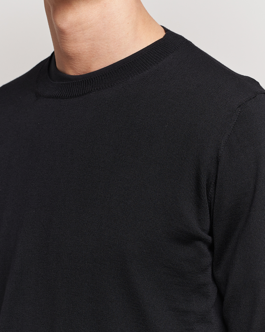 Herr | Tröjor | Oscar Jacobson | Custer Merino Wool Roundneck Black