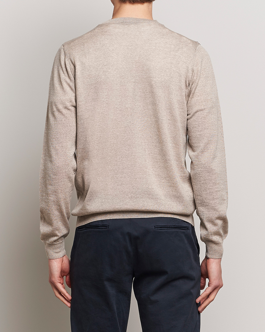 Herr | Tröjor | Oscar Jacobson | Custer Merino Wool Roundneck Beige