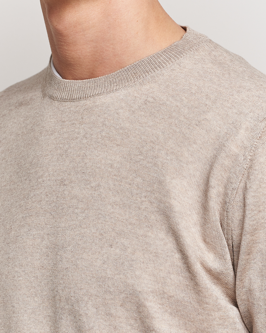 Herr | Tröjor | Oscar Jacobson | Custer Merino Wool Roundneck Beige