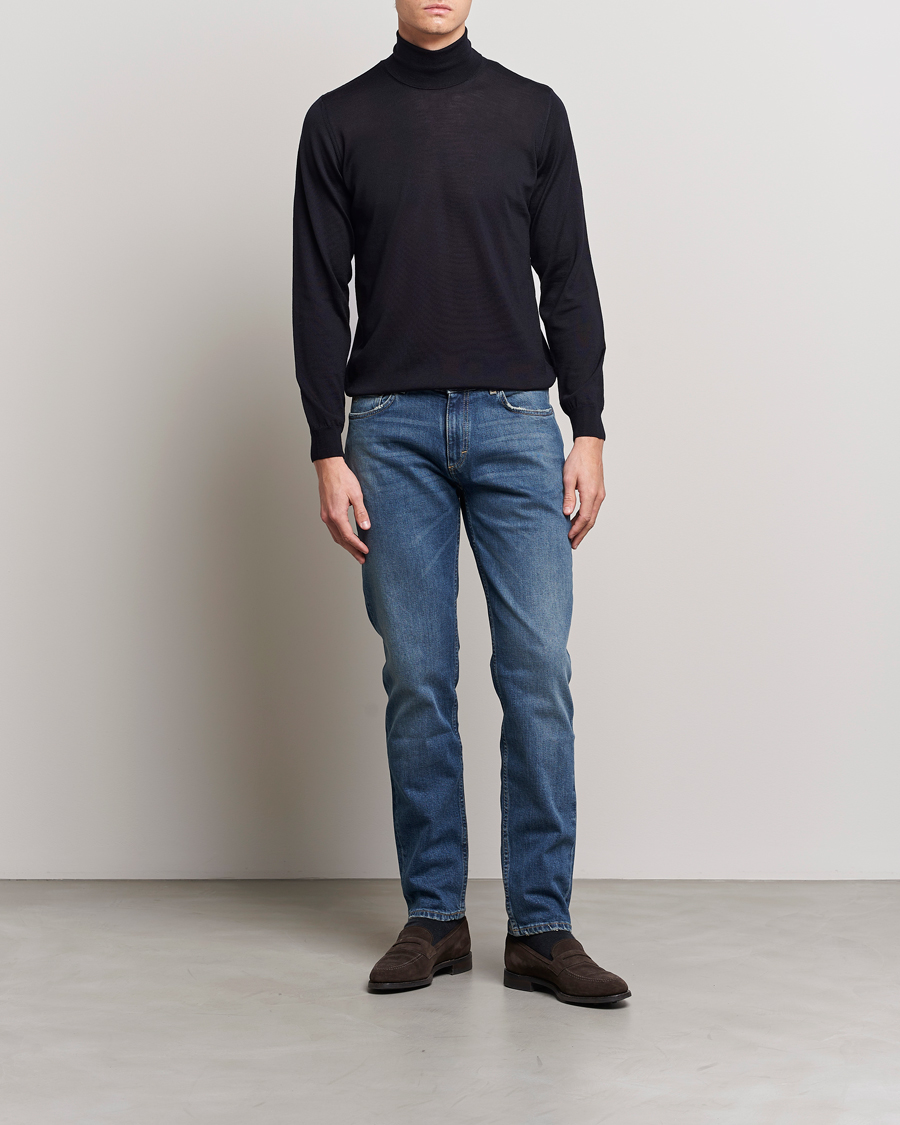 Herr | Tröjor | Oscar Jacobson | Cole Merino Wool Rollneck Navy