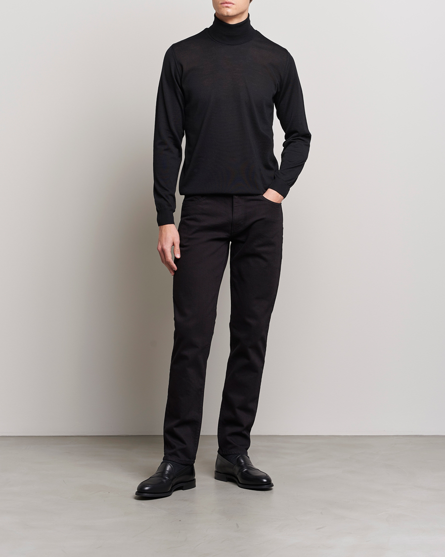 Herr | Tröjor | Oscar Jacobson | Cole Merino Wool Rollneck Black