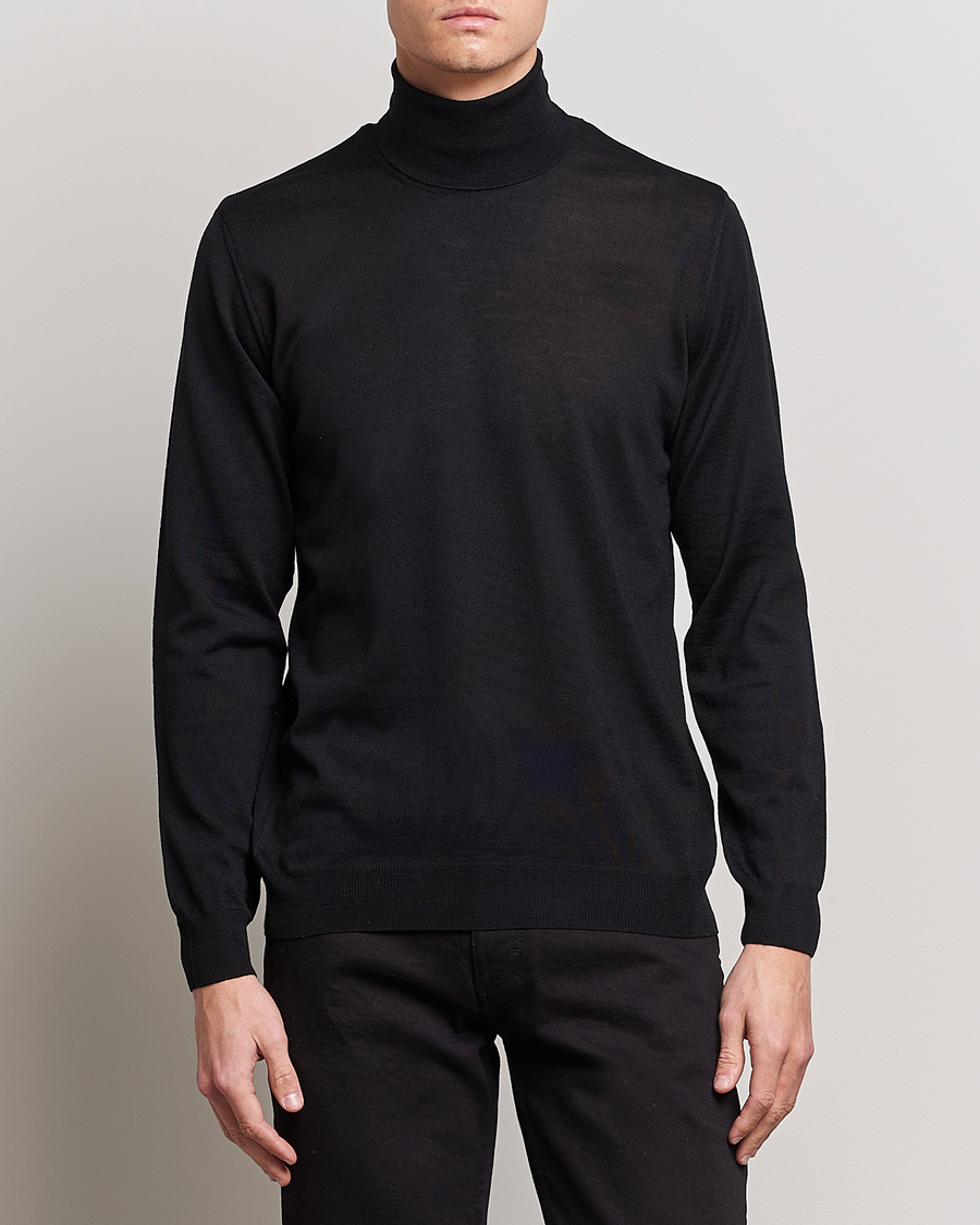 Herr | Polotröjor | Oscar Jacobson | Cole Merino Wool Rollneck Black