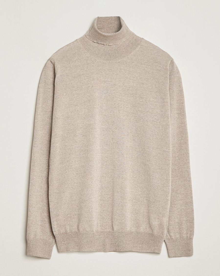 Herr | Tröjor | Oscar Jacobson | Cole Merino Wool Rollneck Beige