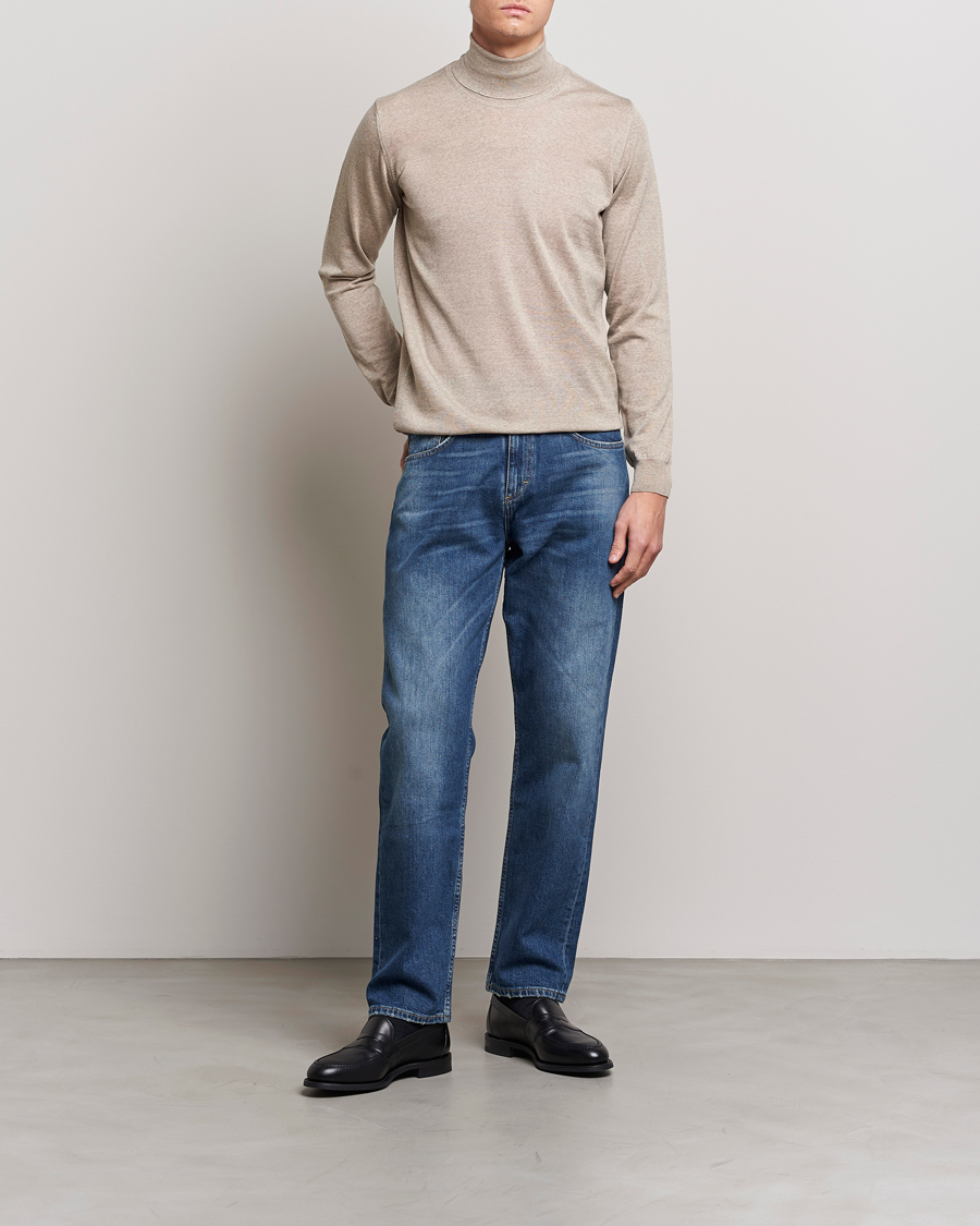 Herr | Tröjor | Oscar Jacobson | Cole Merino Wool Rollneck Beige