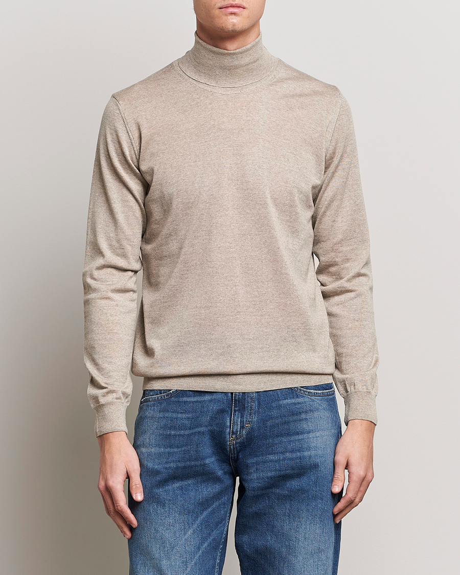 Herr | Polotröjor | Oscar Jacobson | Cole Merino Wool Rollneck Beige