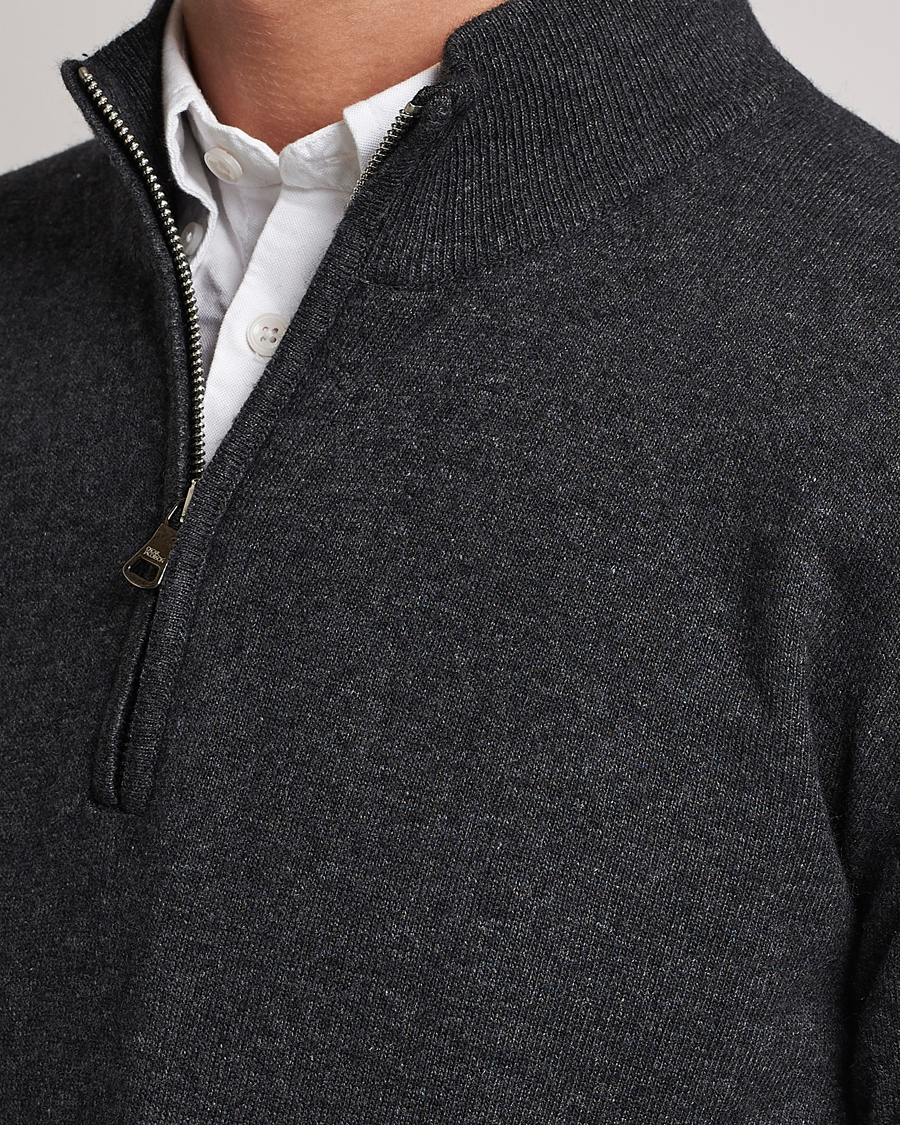 Herr | Tröjor | Oscar Jacobson | Patton Wool Half-Zip Grey