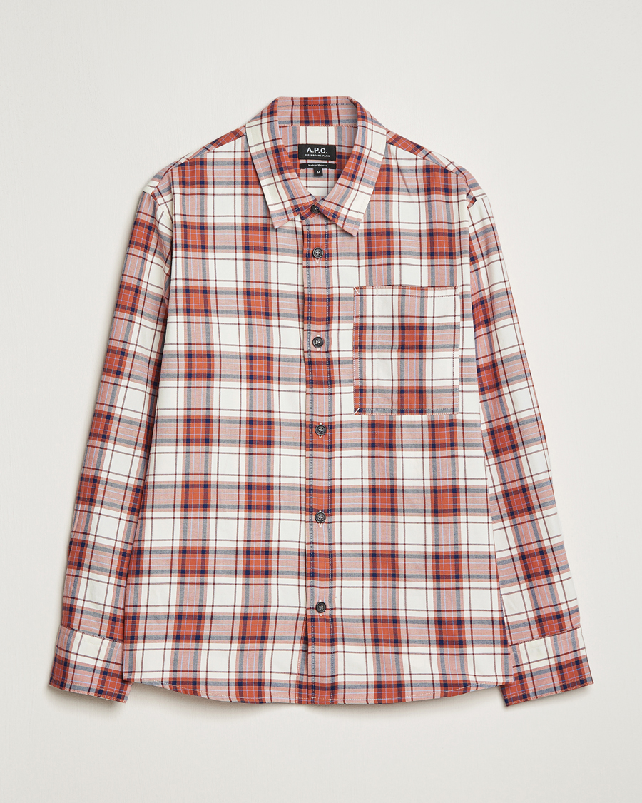 Herr | Skjortor | A.P.C. | Graham Checked Overshirt Ecru/Red