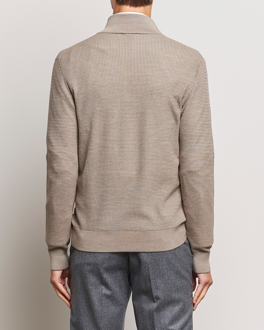 Herr | Tröjor | Brioni | Soft Jacquard Half Zip Beige