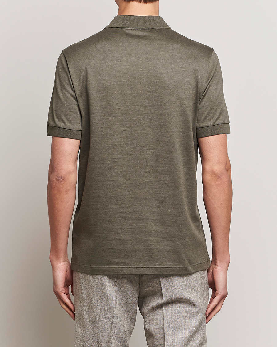 Herr | Pikéer | Brioni | Cotton/Silk Short Sleeve Polo Olive Green