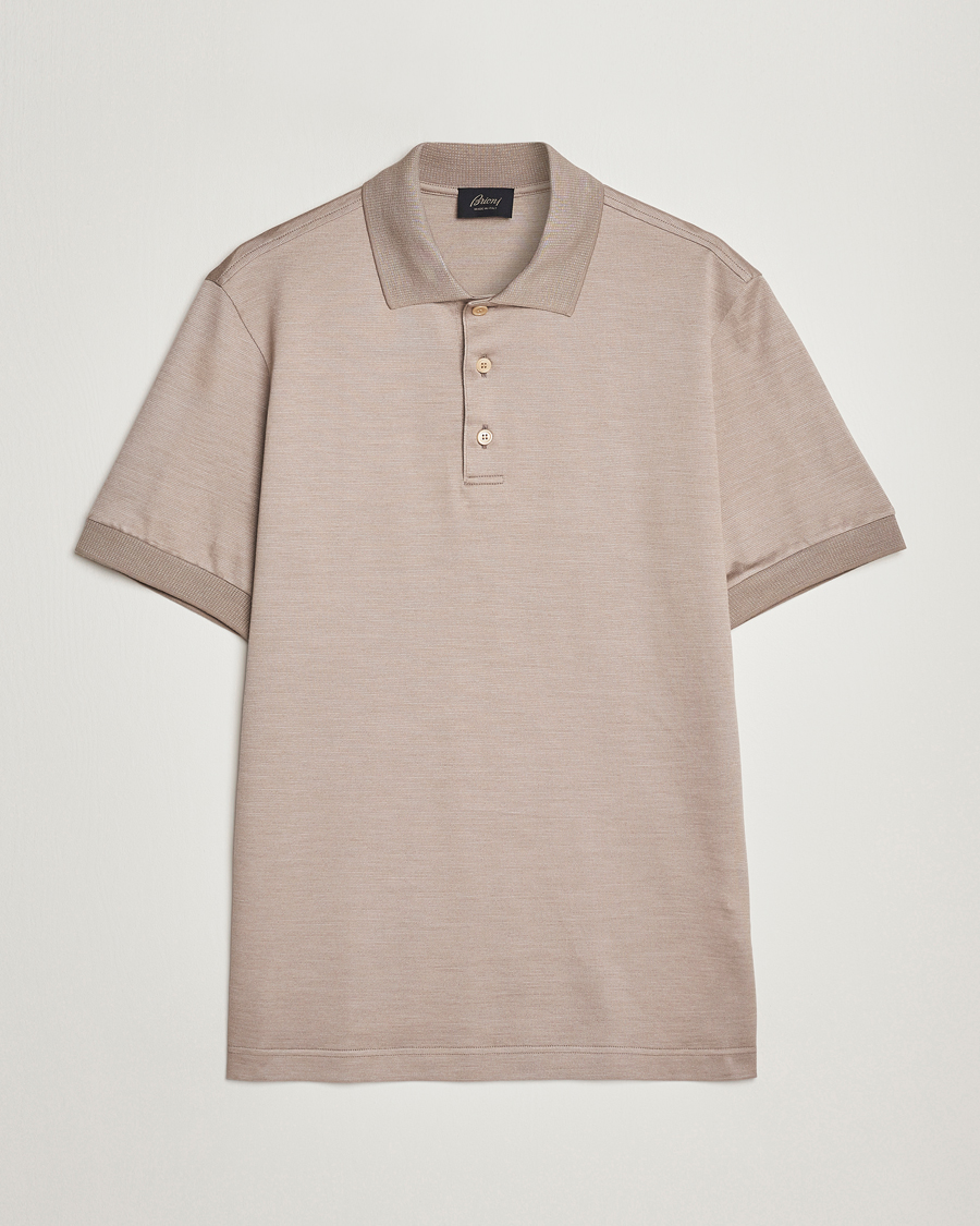 Herr | Brioni | Brioni | Cotton/Silk Short Sleeve Polo Beige