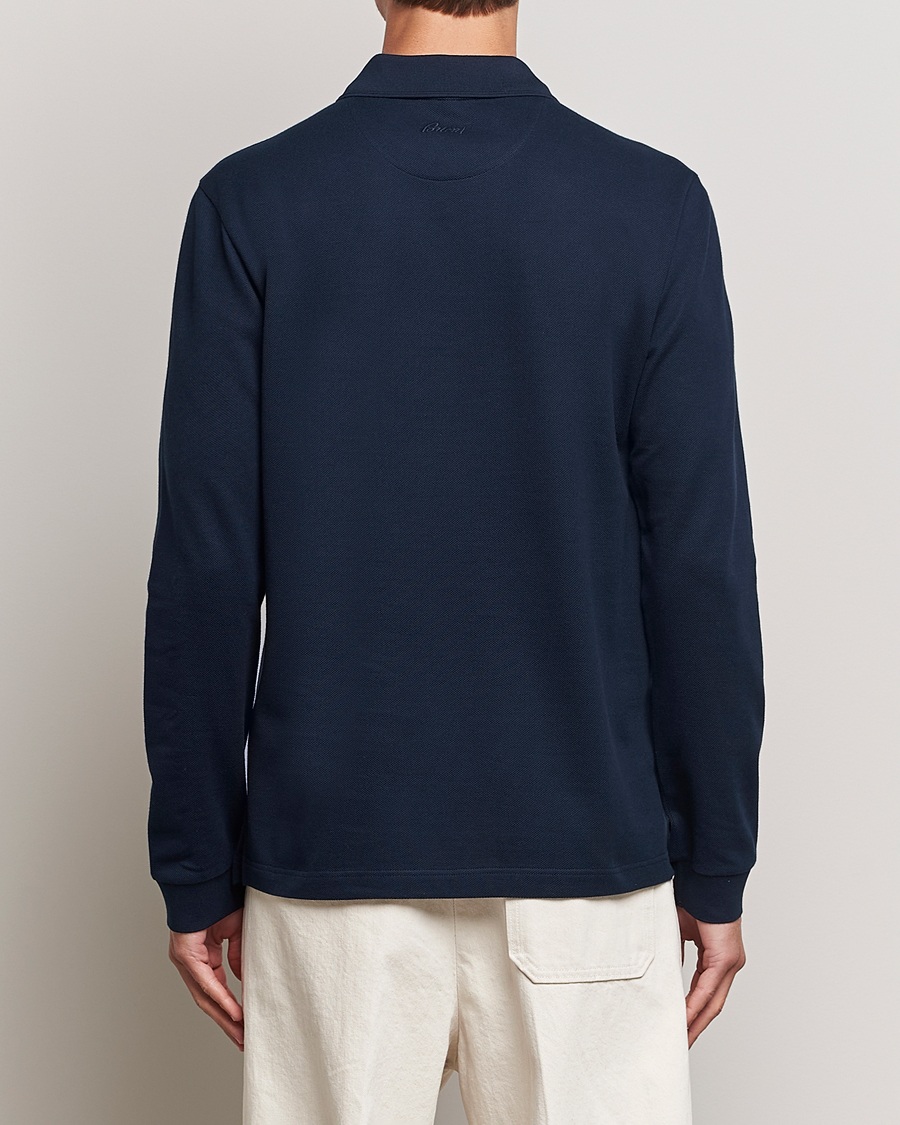 Herr | Tröjor | Brioni | Cotton Piquet Long Sleeve Polo Navy