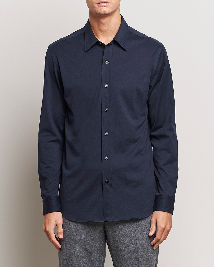 Herr | Pikéskjortor | Brioni | Soft Cotton Jersey Shirt Navy